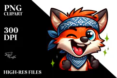 Goofy Cartoon Fox with Winking Eye PNG Product Image 2