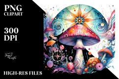 Vibrant Magical Celestial Mushroom Tarot PNG Product Image 2