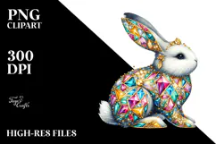 Colorful Bunny Made of Diamonds PNG Product Image 2
