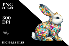 Colorful Bunny Made of Diamonds PNG Product Image 2