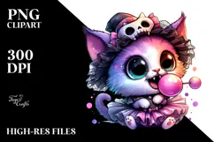 Spooky Cat with Tutu, Watercolor PNG Product Image 2