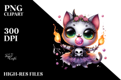 Spooky Cat with Tutu, Watercolor PNG Product Image 2