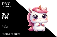 Watercolor Unicorn with Big Eyes PNG Product Image 2