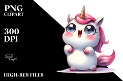 Watercolor Unicorn with Big Eyes PNG Product Image 1
