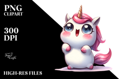 Watercolor Unicorn with Big Eyes PNG Product Image 2
