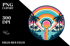 Retro Tropical Rainbow Sunset PNG Product Image 2