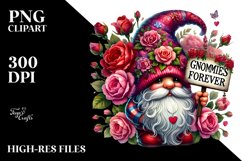Valentines Gnome with Roses PNG Product Image 2