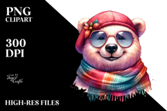 Vibrant Cute Bear Portrait Watercolor Clipart Product Image 2