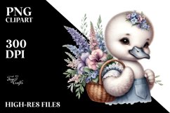 Detailed Baby Swan with Flowers PNG Product Image 2
