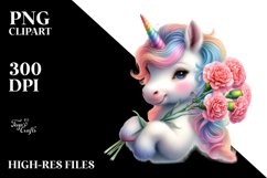 Pastel Unicorn Baby Carnation | Sublimation | Clipart Product Image 1