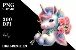 Pastel Unicorn Baby Carnation | Sublimation | Clipart Product Image 1