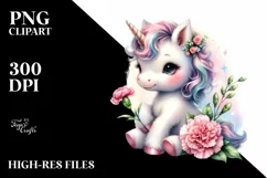 Pastel Unicorn Baby Carnation | Sublimation | Clipart Product Image 3