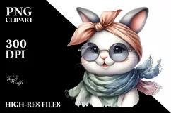Funny Bunny Silk Scarf Sunglasses | Sublimation | Clipart Product Image 1