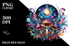Vibrant Magical Celestial Mushroom Tarot PNG Product Image 6