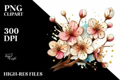 Wooden Stained Cherry Blossom | Clipart Product Image 3