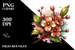 Wooden Stained Cherry Blossom | Clipart Product Image 3