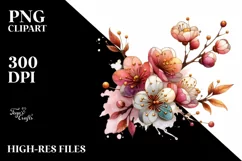 Wooden Stained Cherry Blossom | Clipart Product Image 3