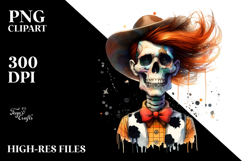 Simple Watercolor Halloween Skull Woody the Woodpecker PNG Product Image 2