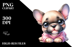 Happy French Bulldog Baby Cartoon, PNG Product Image 2