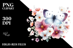 Butterfly Half of Spring Flowers PNG Product Image 2