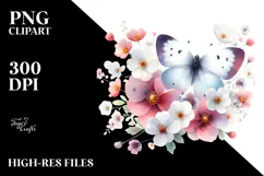 Butterfly Half of Spring Flowers PNG Product Image 2