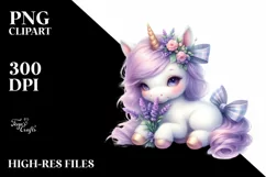 Pastel Unicorn Baby Lavender | Sublimation | Clipart Product Image 3
