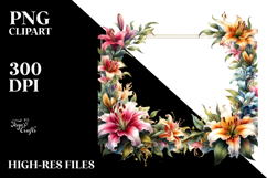 Vibrant Lily Frame PNG Product Image 2