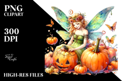 Vibrant Fairy with Pumpkin | Art Design Product Image 2
