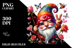 Colorful Winking Valentine Gnome PNG Product Image 2
