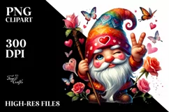 Colorful Winking Valentine Gnome PNG Product Image 2