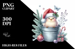 Cute Chicken with Santa Hat PNG Product Image 2