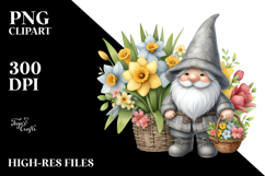 Cute Gnome with Flowers | Unique Clipart Product Image 2