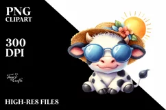 Colorful Baby Cow With Sunglasses | Clipart Product Image 3