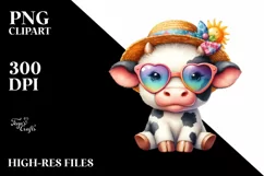 Colorful Baby Cow With Sunglasses | Clipart Product Image 3