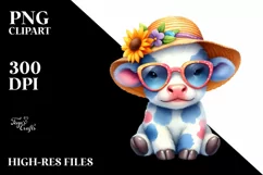 Colorful Baby Cow With Sunglasses | Clipart Product Image 1