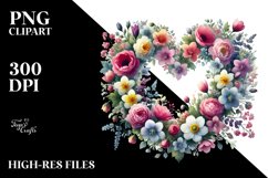 Spring Flower Heart Digital Painting PNG Product Image 2