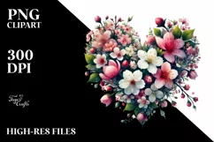 Spring Flower Heart Digital Painting PNG Product Image 2