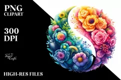 Half Flowers Seal Watercolor Vibrant | Clipart Product Image 1
