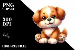Colorful Sewed Plush Dog Watercolor Clipart Product Image 1