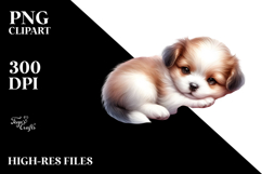 Cute Baby Puppy Sleeping on Flower, Watercolor PNG Product Image 2