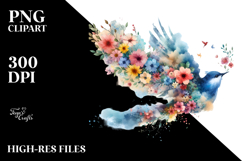 Bird Half of Spring Flowers PNG Product Image 2