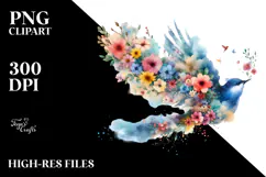 Bird Half of Spring Flowers PNG Product Image 2