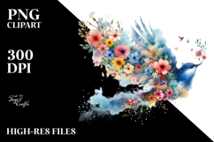 Colorful Bird Made of Spring Flowers PNG Product Image 2