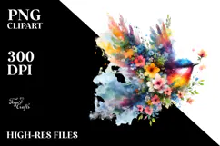 Vibrant Bird and Spring Flowers, Transparent PNG Product Image 2
