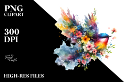 Bird Half of Spring Flowers PNG Product Image 2