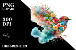 Bird Half of Spring Flowers PNG Product Image 2