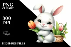 Easter Bunny Egg Flower, Clipart |T-shirt, Mug PNG Product Image 8