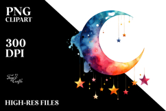 Vibrant Half Moon with Stars PNG Product Image 2
