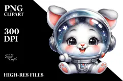 Cute Rabbit with Astronaut Helmet, Transparent PNG Product Image 2