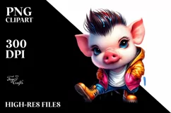 Baby Pig Running with Contempt PNG Product Image 1